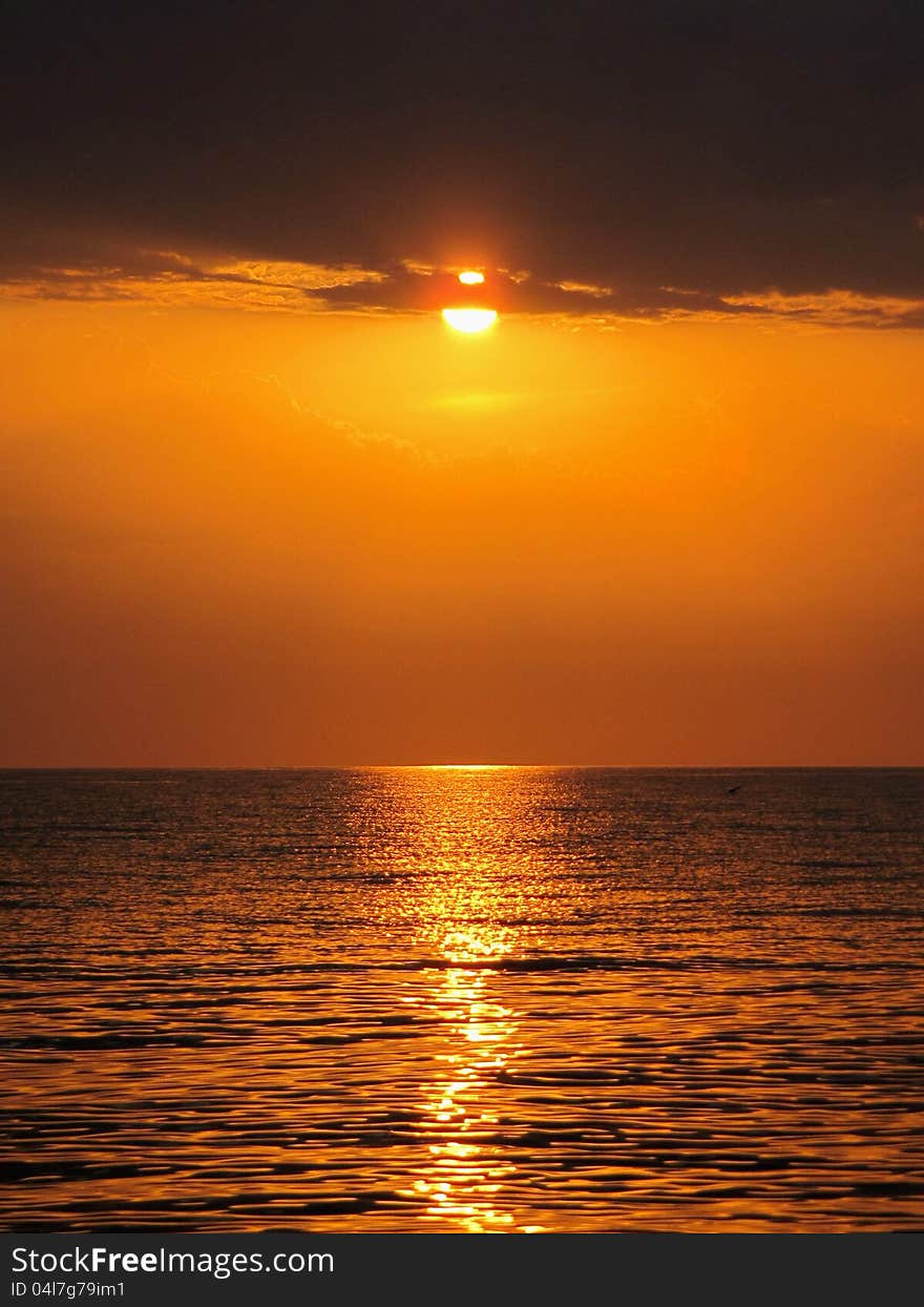 Gold sunset over the sea