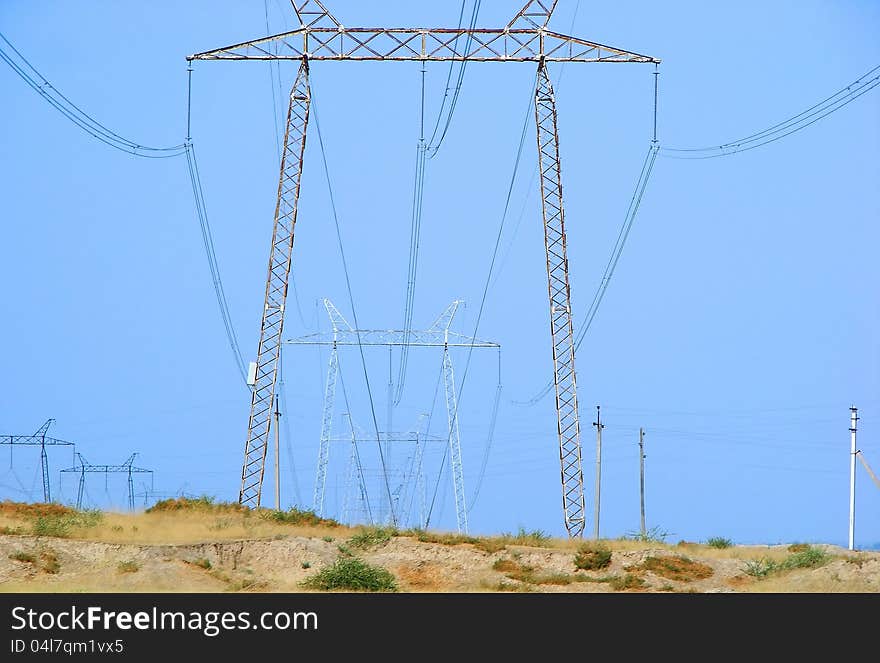 Photography with high power line scene. Photography with high power line scene