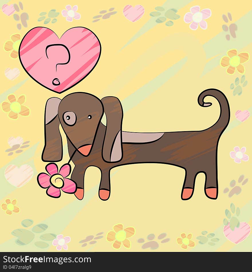 Card With Dog And Heart