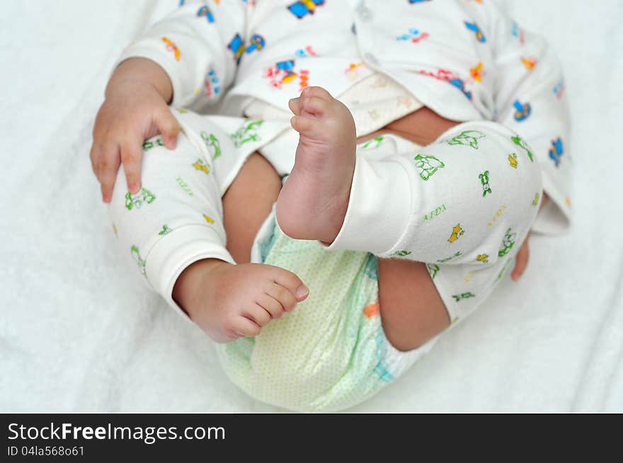 A new born baby's feet. A new born baby's feet.