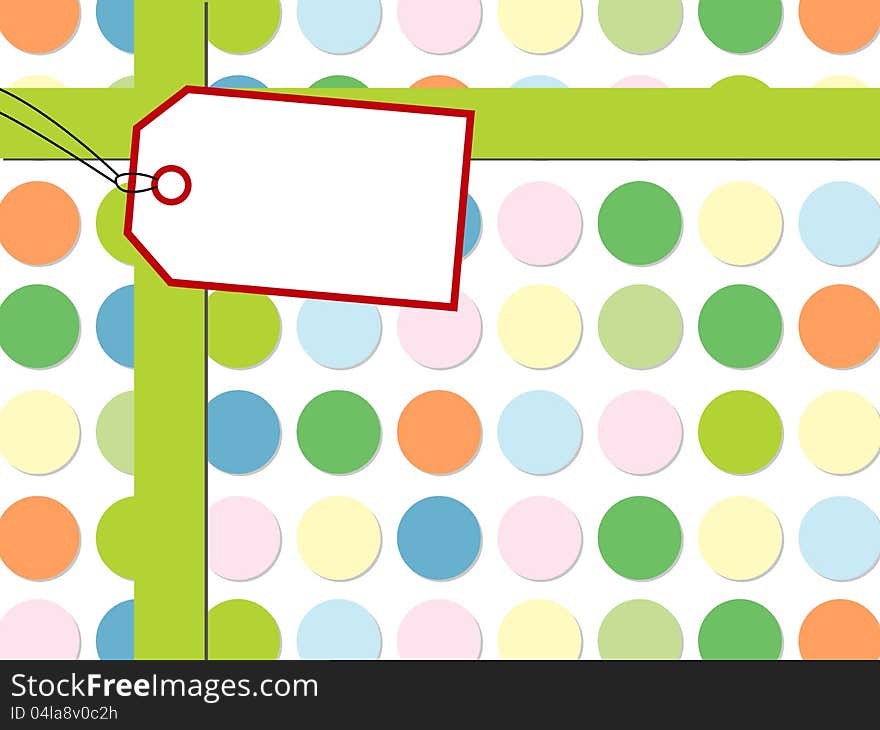 Colorful Dot pattern with gift box and tag