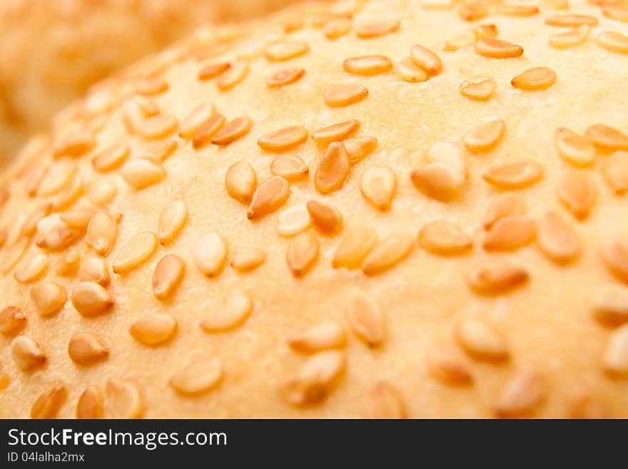 Sesame on bread full frame closeup