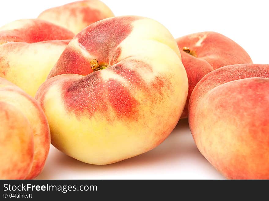 Chinese flat peaches heap full frame closeup