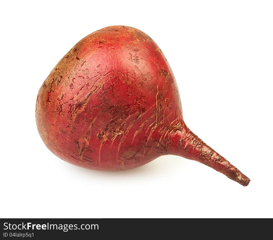 One beet on white background