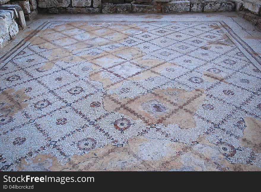 Inlaid floor of times of the Roman empire. Caesaria, Israel. Inlaid floor of times of the Roman empire. Caesaria, Israel.