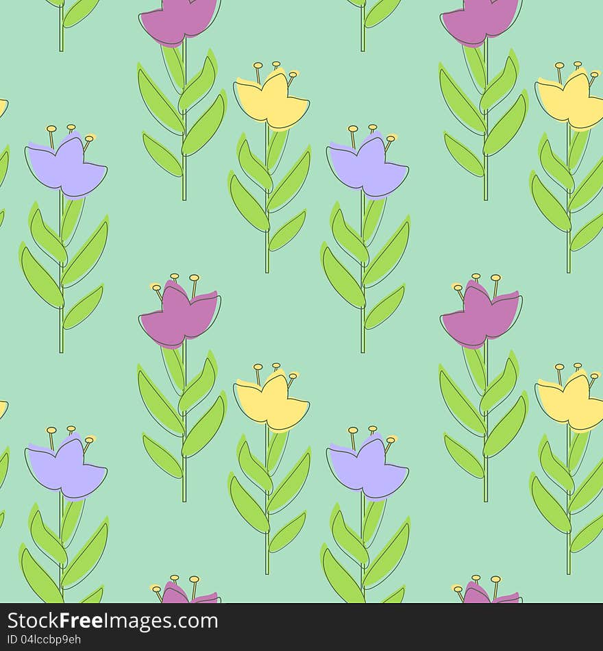 Seamless floral pattern in graphic style