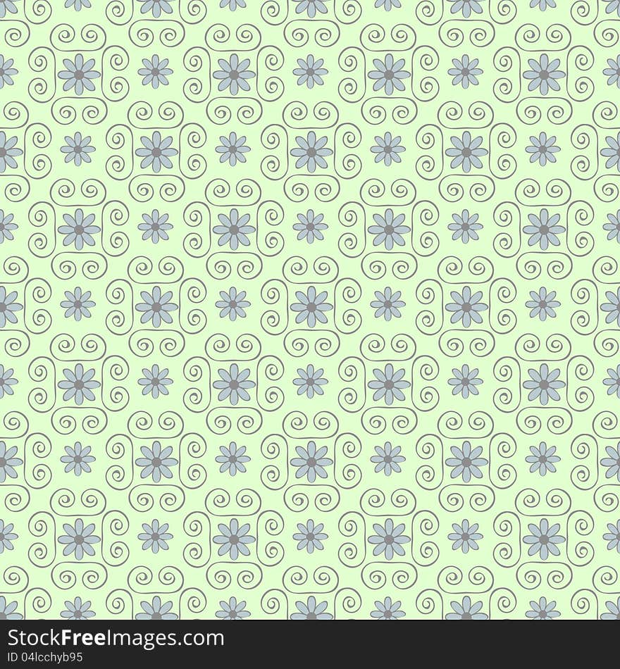 Floral and swirls seamless pattern. Floral and swirls seamless pattern