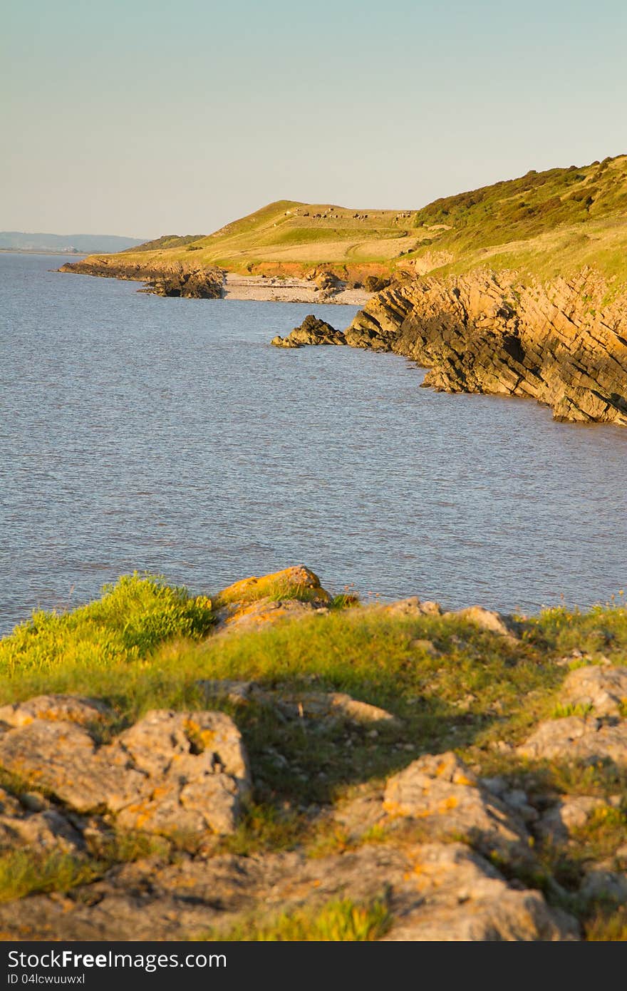 A view from Sand Point which is a peninsula in Sand Bay, near Weston-super-Mare, Somerset. Popular with walkers. A view from Sand Point which is a peninsula in Sand Bay, near Weston-super-Mare, Somerset. Popular with walkers