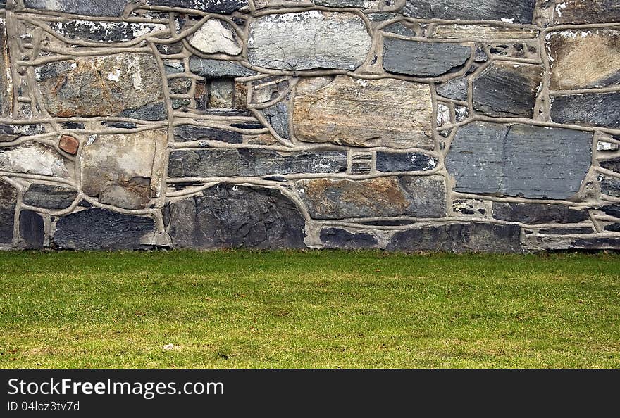 Abstract urban construction and grass in exterior scene. Abstract urban construction and grass in exterior scene