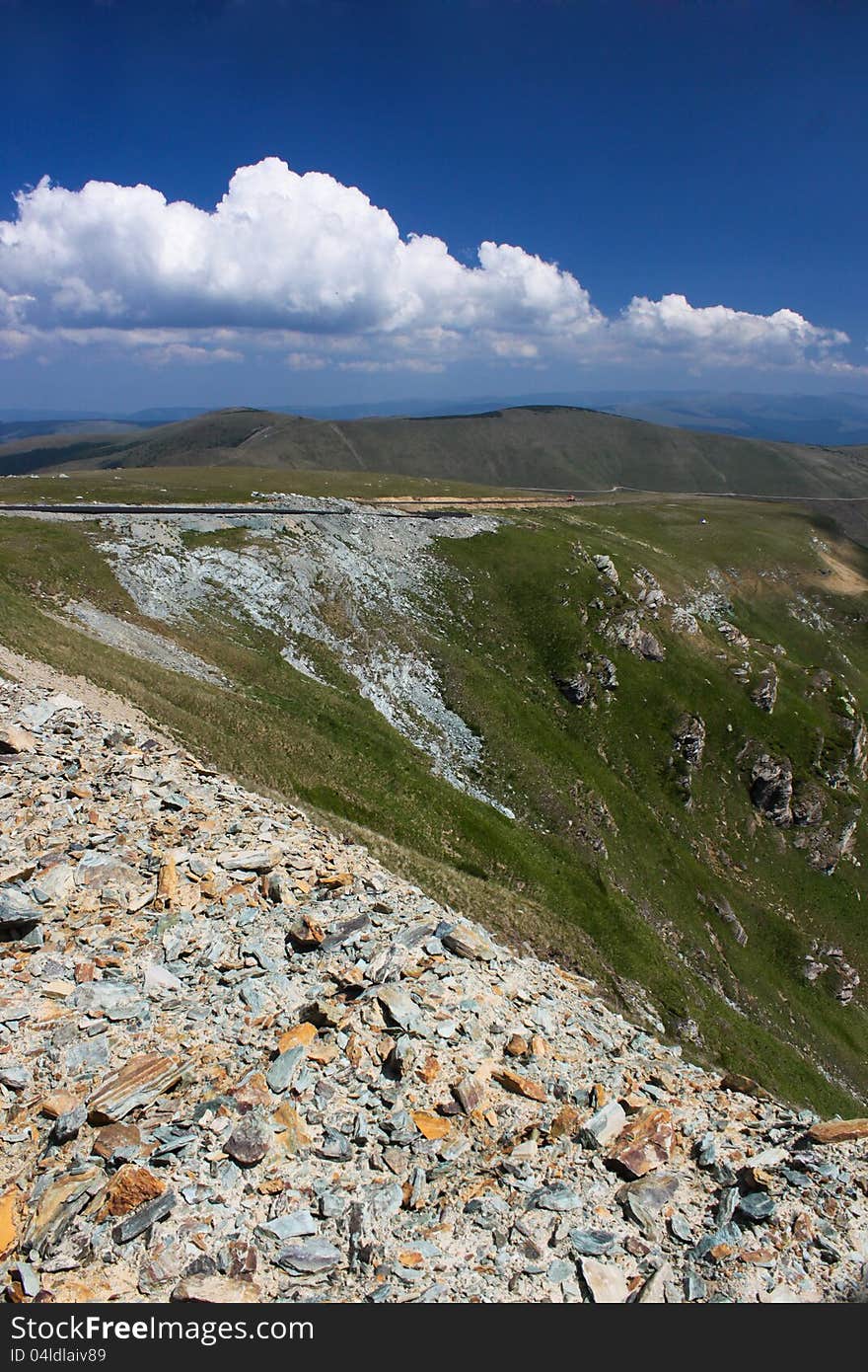 Transalpina, the highest altitude road in Romania, crossing the Parang mountains. Urdele Peak. Transalpina, the highest altitude road in Romania, crossing the Parang mountains. Urdele Peak.