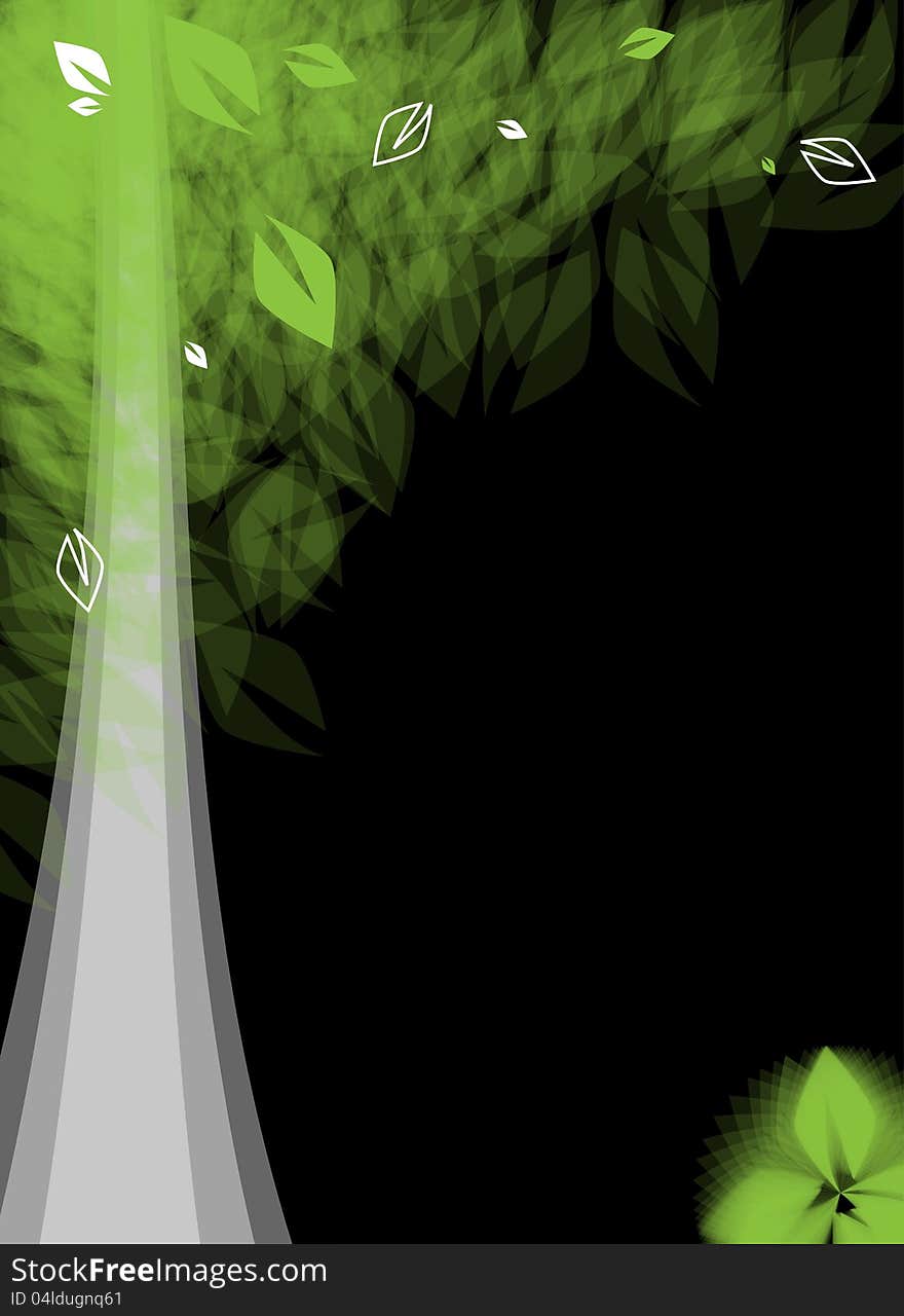 Futuristic stylized tree with leafage