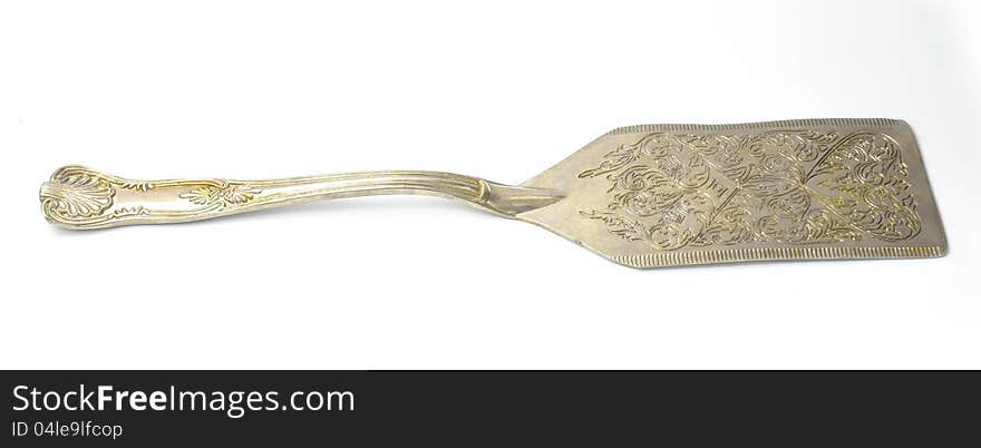 Antique silver Slotted Spoon from the side