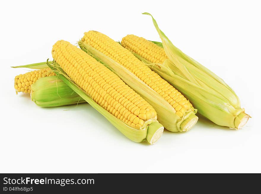 Fresh corn vegetable on a white