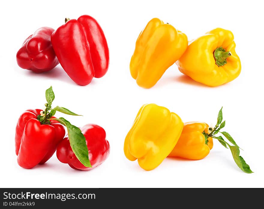 Fresh pepper vegetables on white background