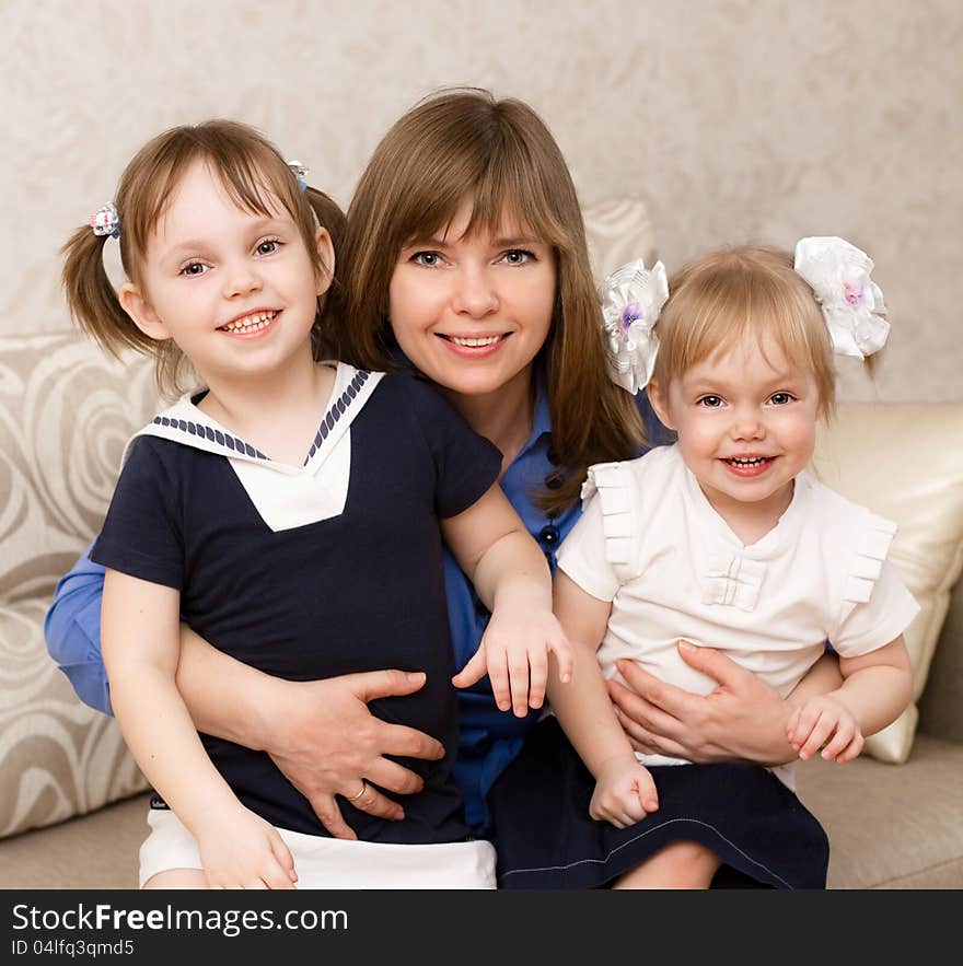 Mother with two daughters