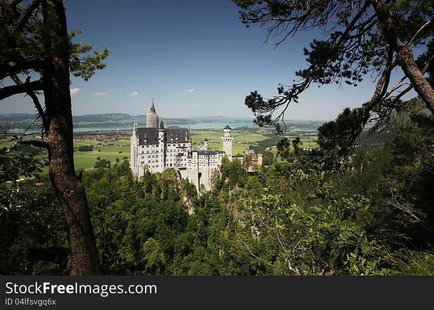 King Ludwig IIs Neuschwanstein (ferrytale) Castle near Fuessen, Bavaria. The structure, an anachronism in stone, was built in the second half of the 19th century. King Ludwig IIs Neuschwanstein (ferrytale) Castle near Fuessen, Bavaria. The structure, an anachronism in stone, was built in the second half of the 19th century.