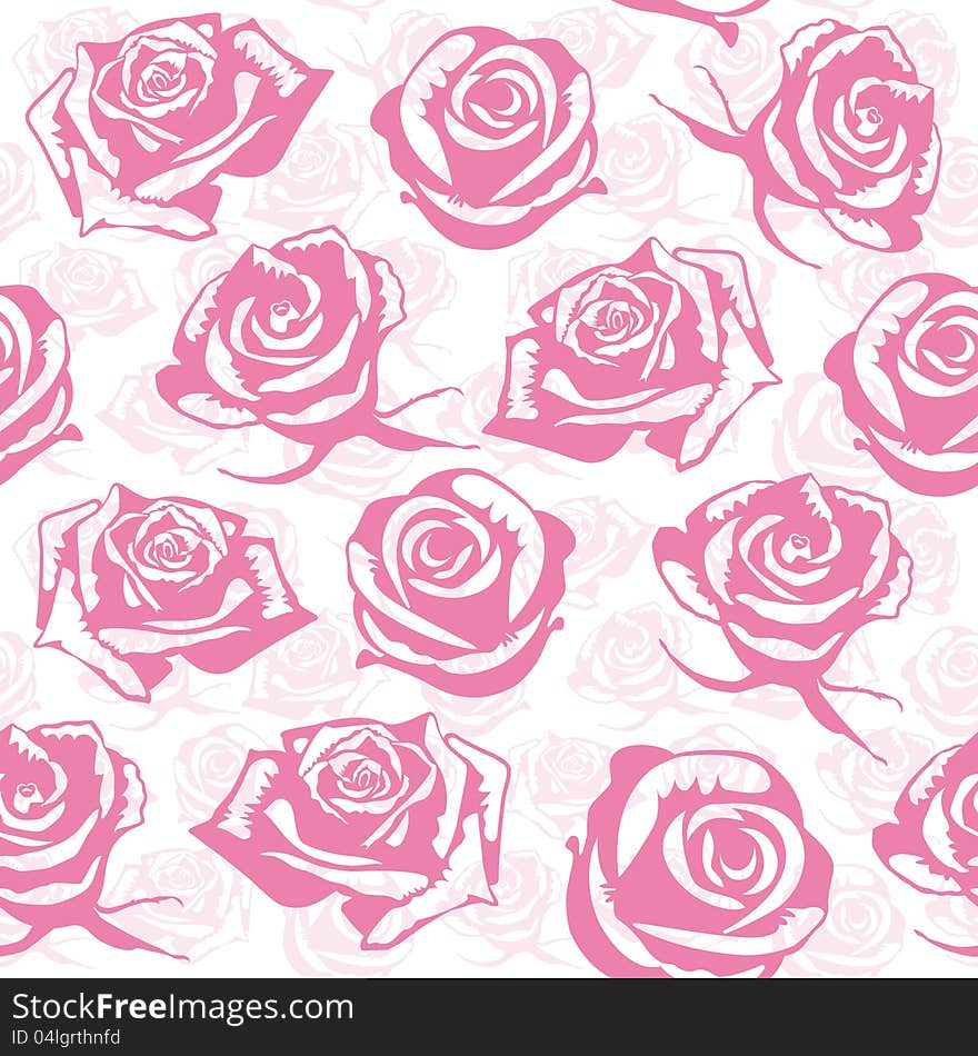 Seamless pink flower background. Vector illustration