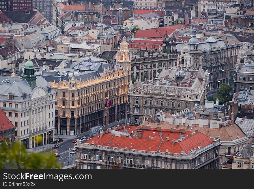 Looking down on Budapest, Kossuth street. Looking down on Budapest, Kossuth street