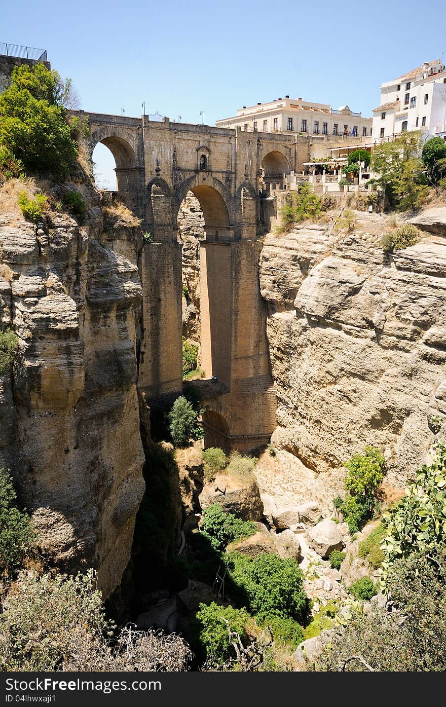 New bridge in Ronda, one of the famous white villages in Málaga, Andalusia, Spain. New bridge in Ronda, one of the famous white villages in Málaga, Andalusia, Spain
