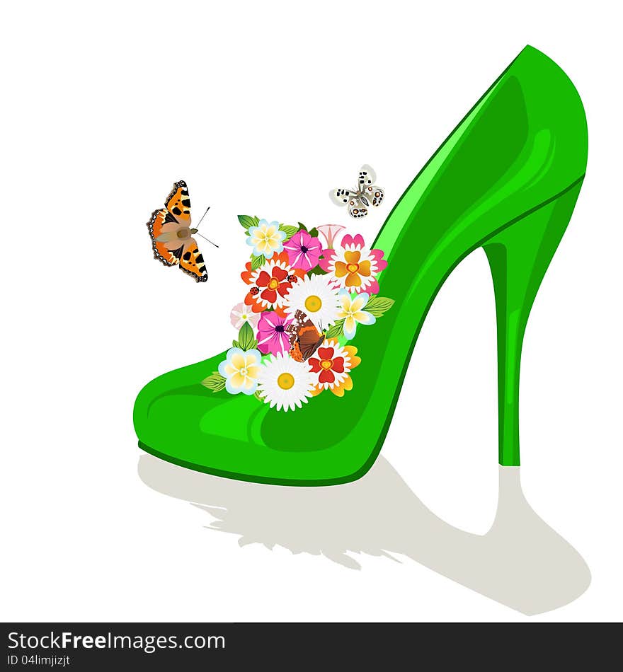 Shoes, flowers and butterflies