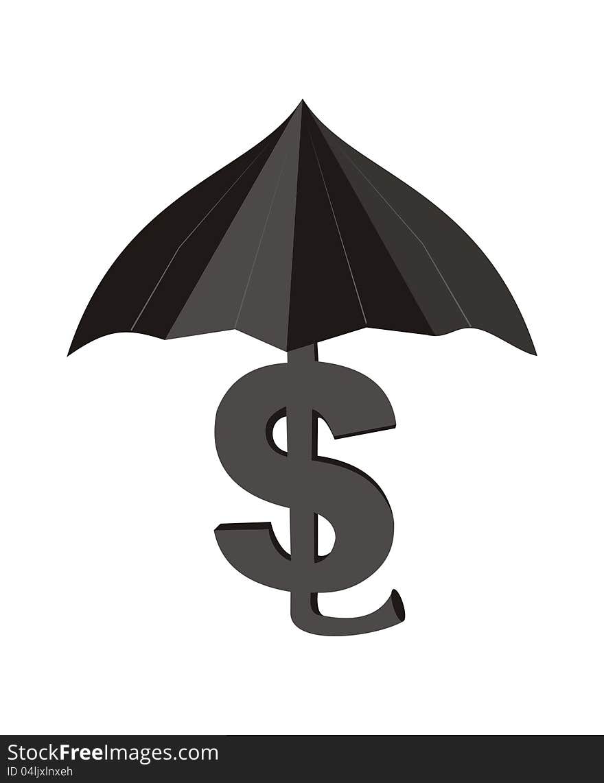 Dollar with an umbrella.