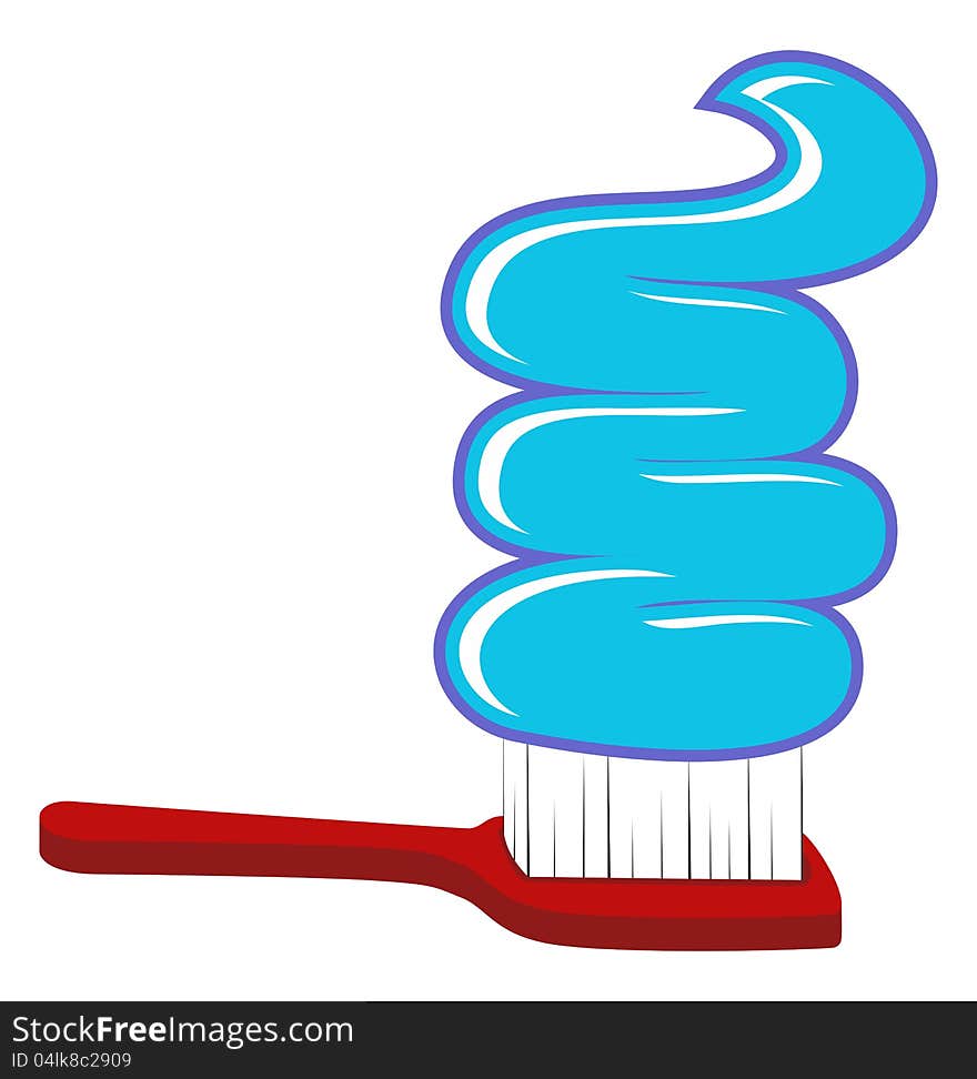 Illustration of toothpaste and toothbrushes