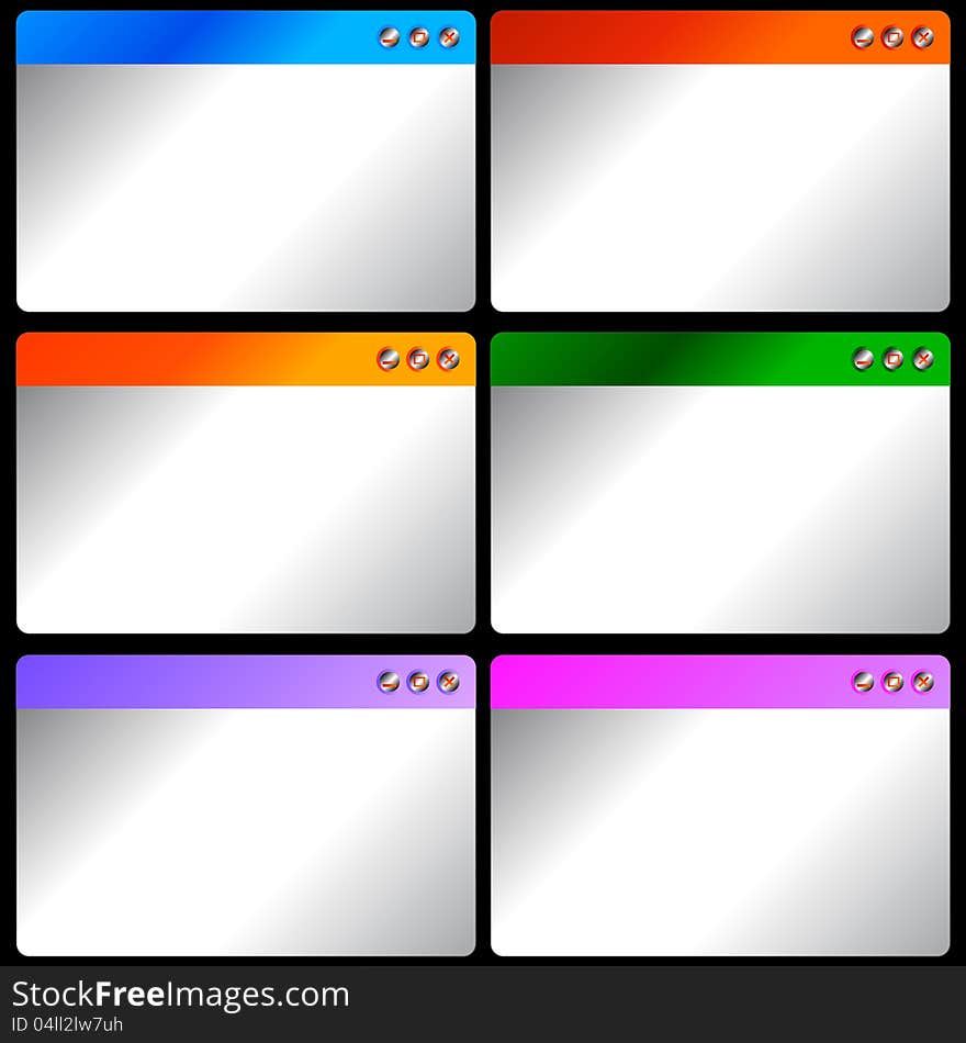 Colorful windows applications on a black background. Colorful windows applications on a black background