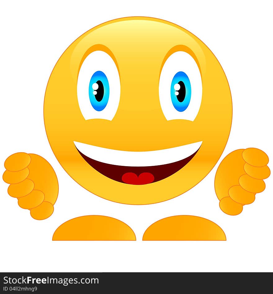 Unique smiley with hands and feet on a white background