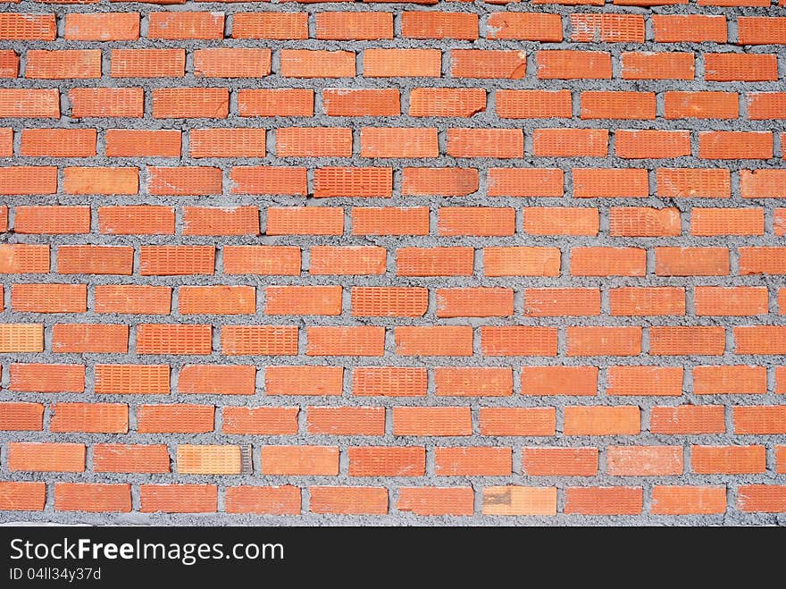 Clay brick wall used for construction work