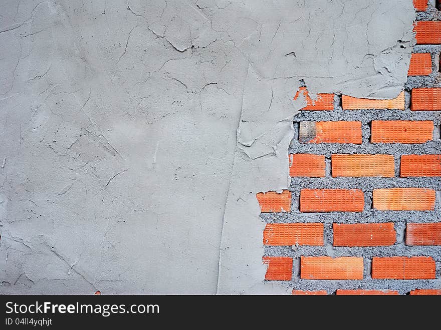 Clay brick wall used for construction work. Clay brick wall used for construction work