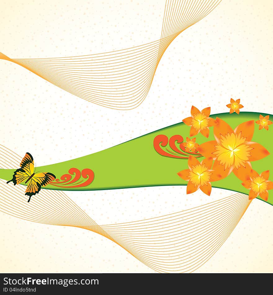 Abstract floral background with butterfly