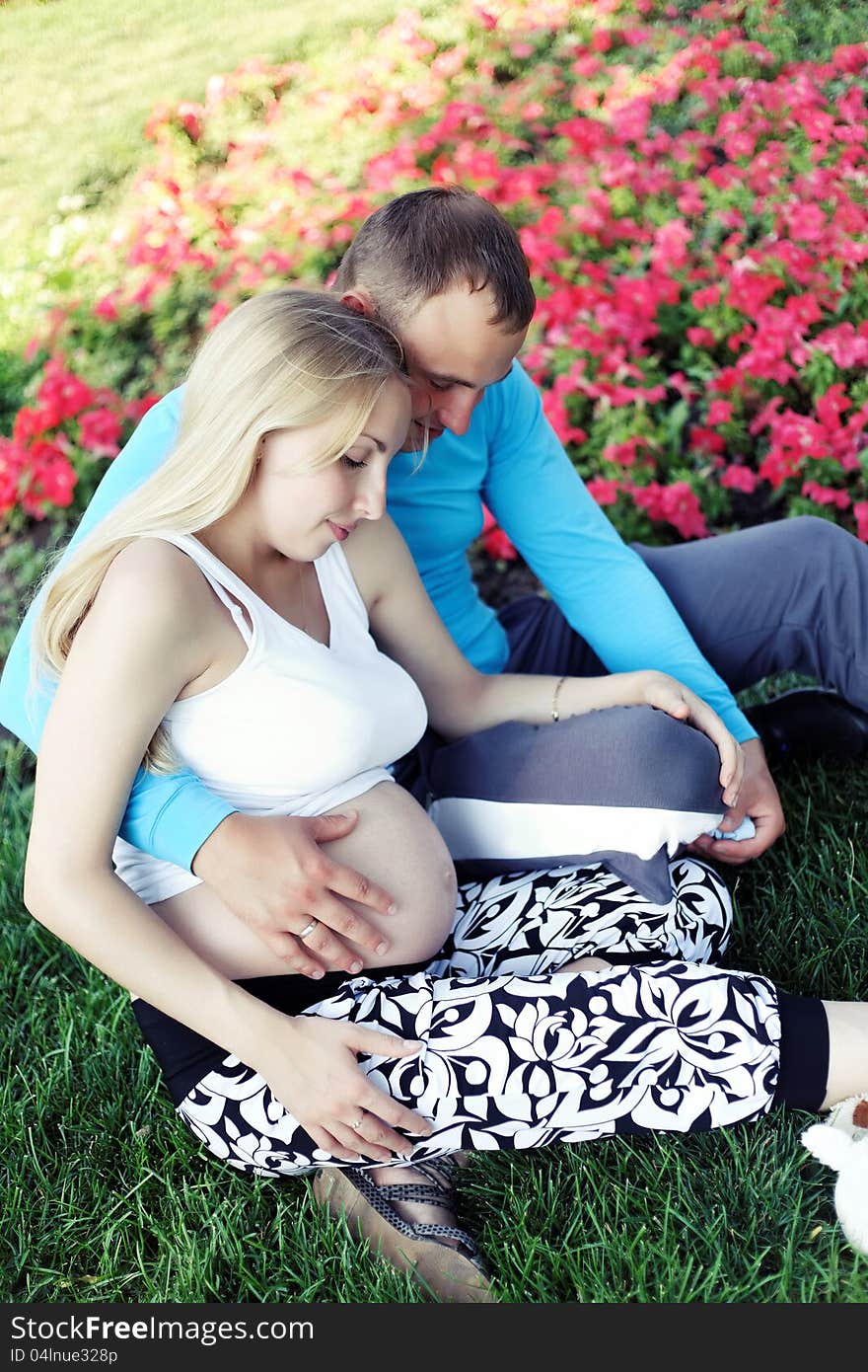 Young parents waiting for child