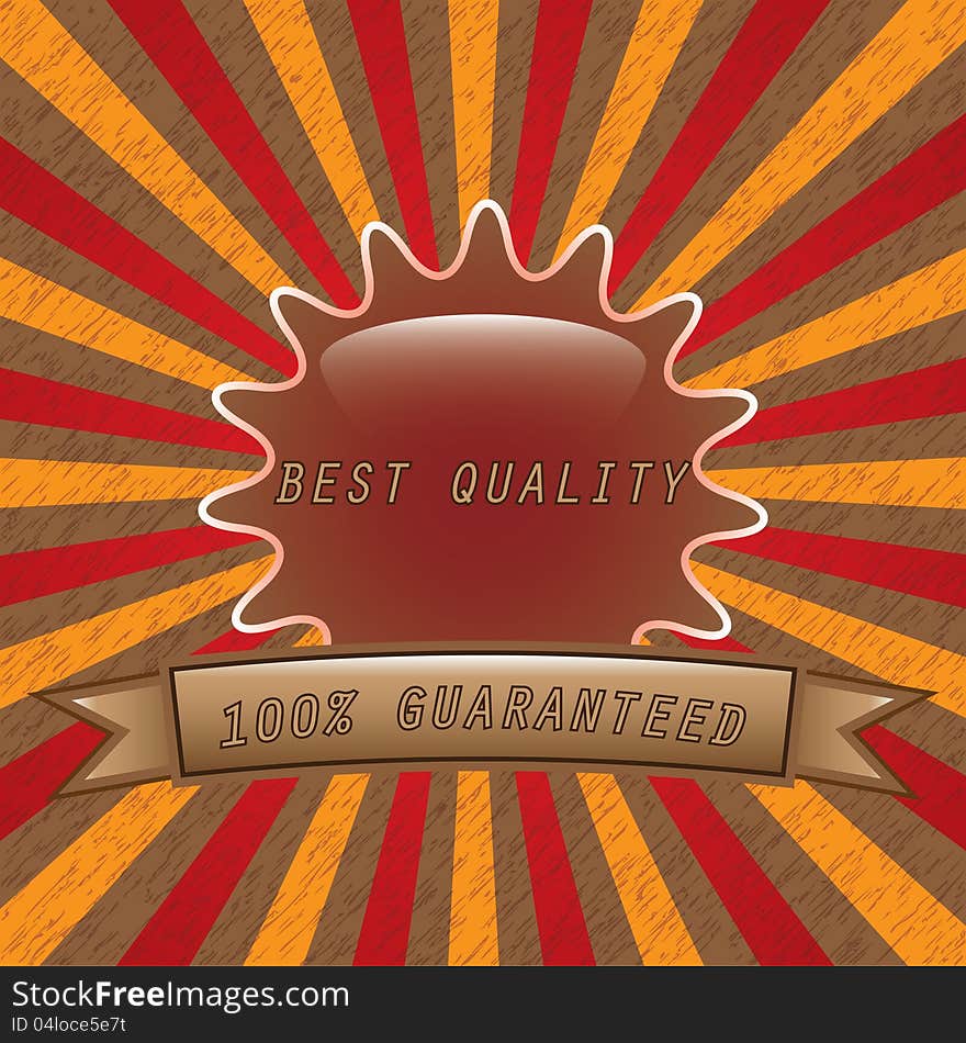 Old vector round retro vintage label on sunrays background