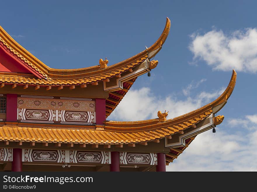 Roof and architectural details of Buddhist Temple