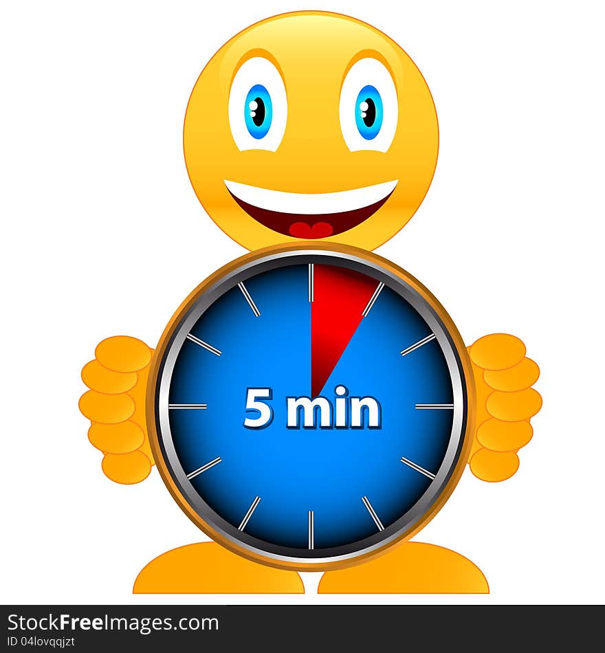 Unique icon of hours with five minutes. Unique icon of hours with five minutes