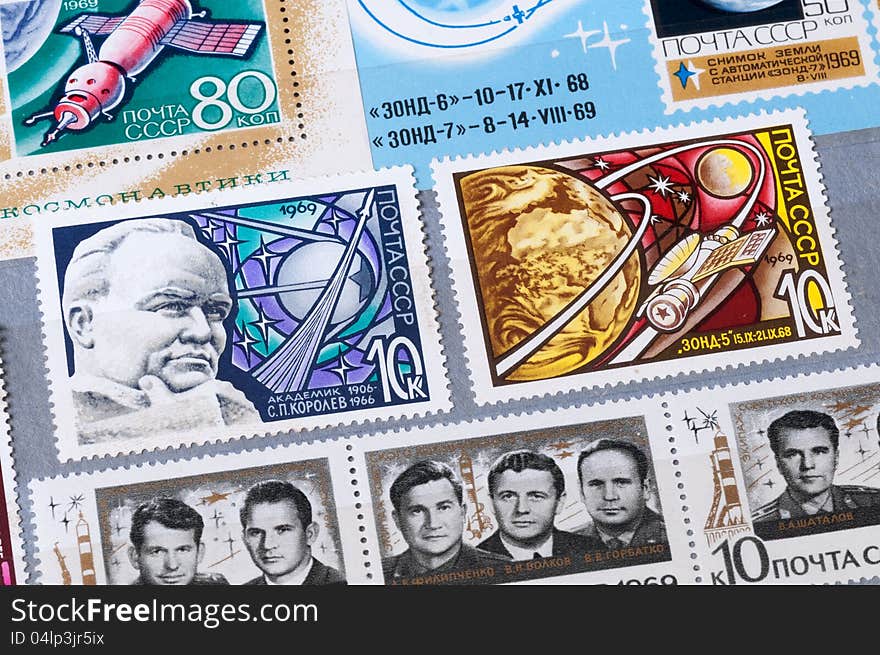 The USSR stamps on the subject of space