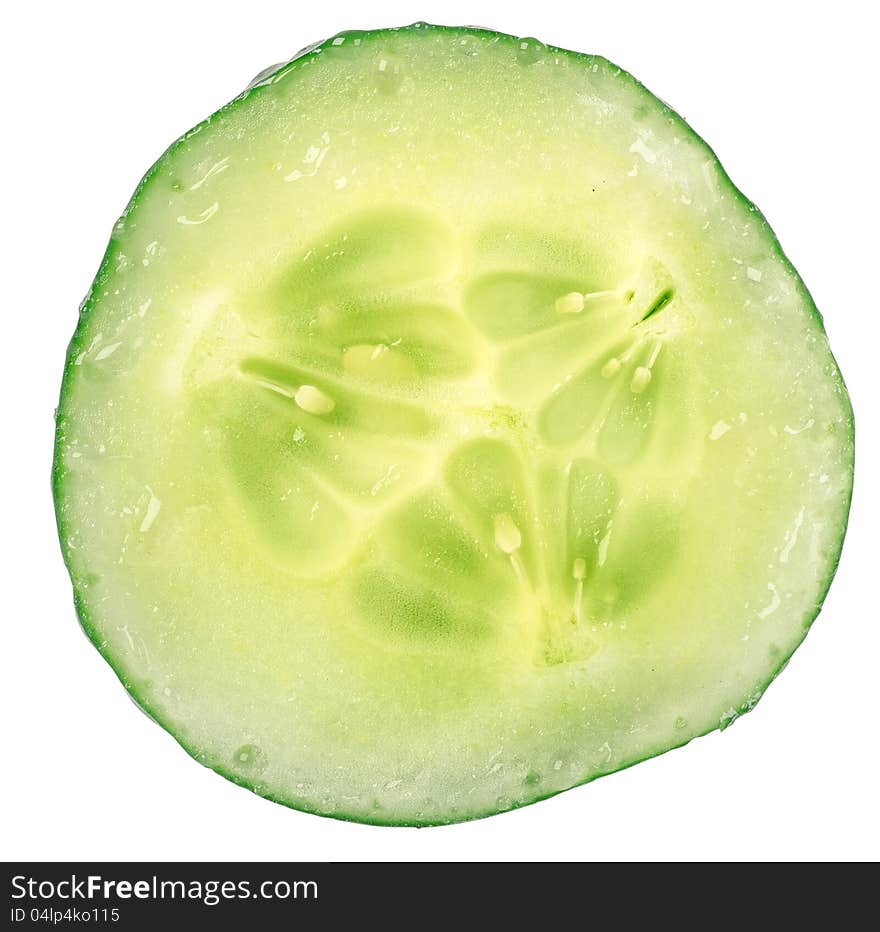 Cucumber circle portion isolated on a white background.