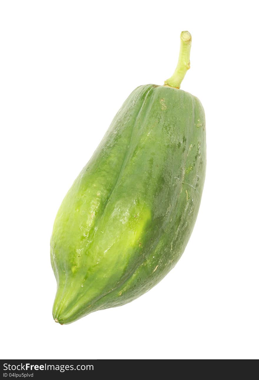 Green papaya isolated on white background