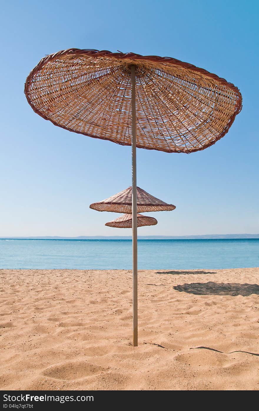 Umbrellas on Tropical Beach