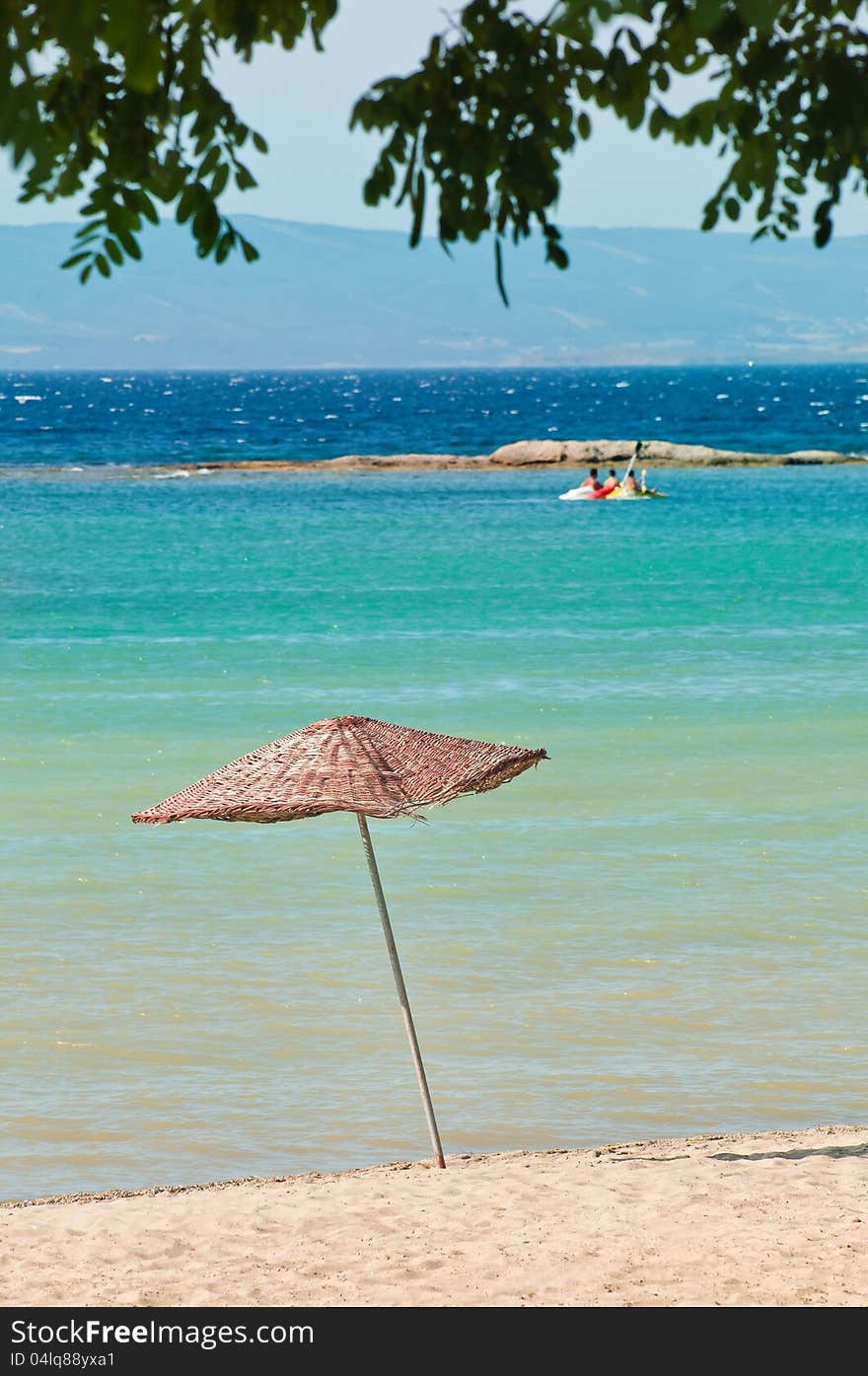 Umbrella On Tropical Beach