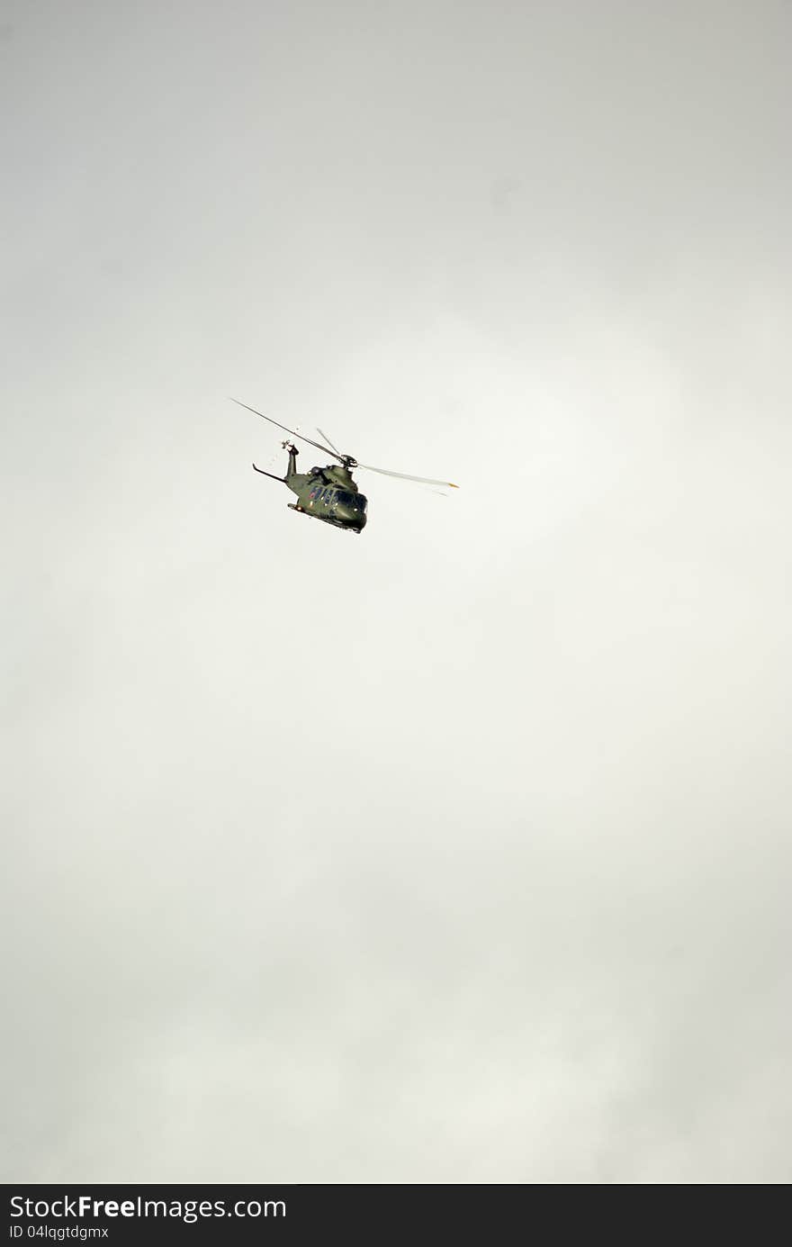 Military helicopter in the sky at air shows