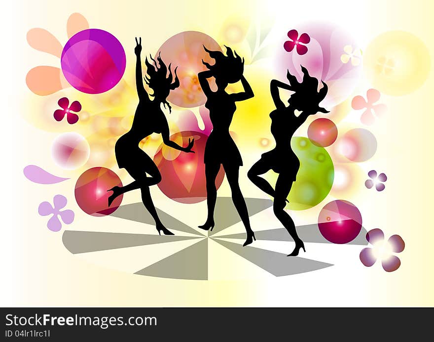 Disco party banner for your design. Silhouettes