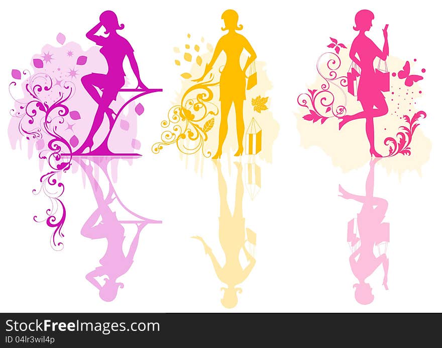 Girls Vector Color Silhouette