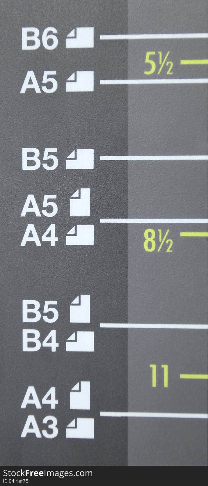 A3, A4, A5, B4, B5, B6 on laser copier