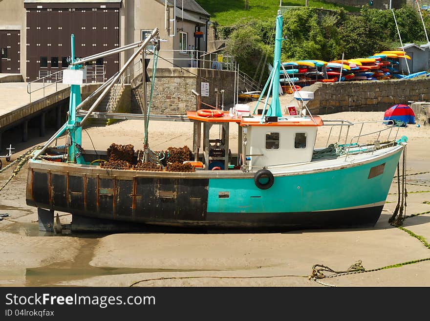 An old fishing boat at New Quay,Wales