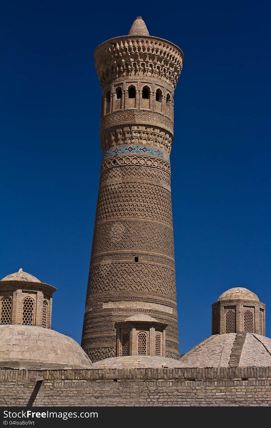 Ancient Minaret in Bukhara, Uzbekistan. Landmark