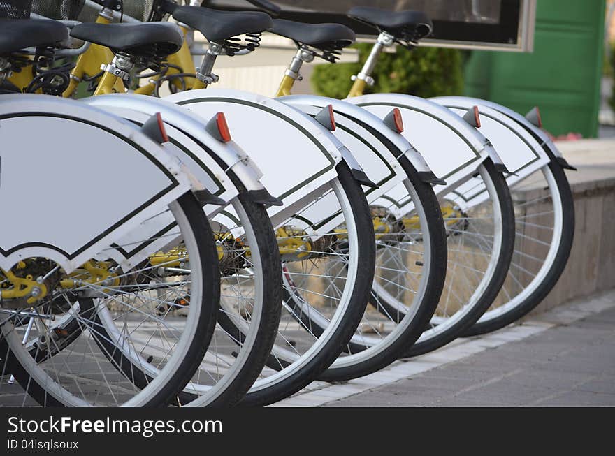 Several rental bicycles in Brasov, Romania