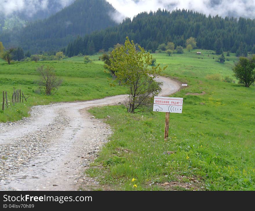 Road Sign, The Rhodopes, Bulgaria