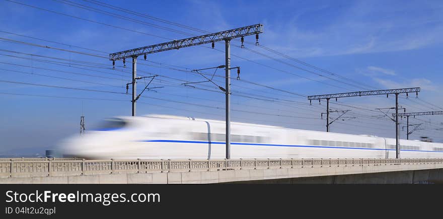 Supertrain on Concrete Bridge,at The southeast coast of China. Supertrain on Concrete Bridge,at The southeast coast of China