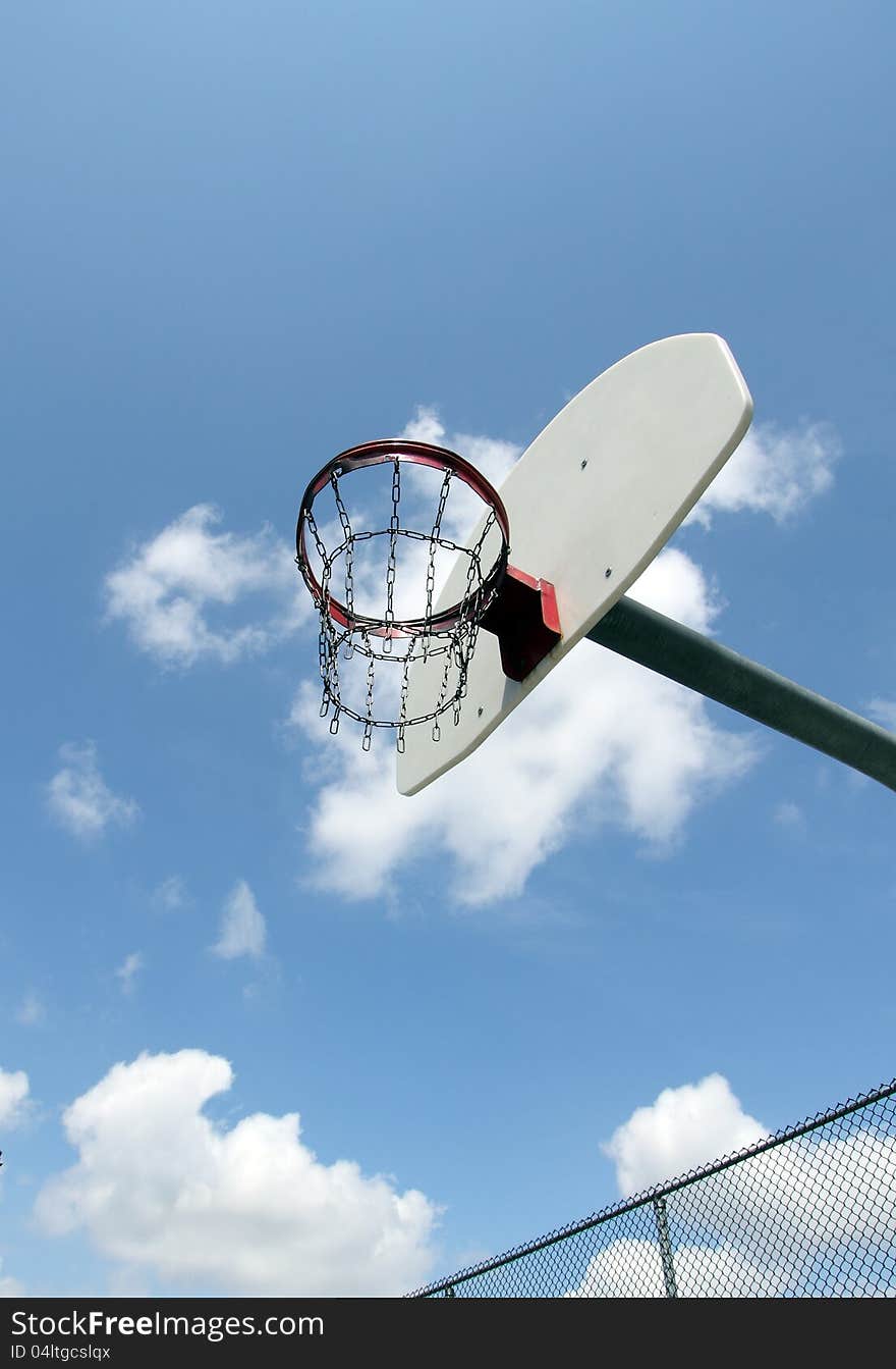 Basket and structure over a blue sky. Basket and structure over a blue sky